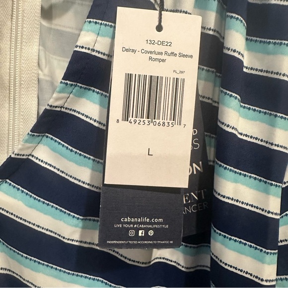 Cabana Life NWT Delray - Coverluxe Ruffle Sleeve Romper NEW Women’s Size Large L - Picture 7 of 11